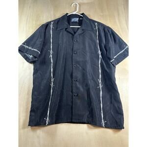 SAPPHIRE LOUNGE Y2K BARBED WIRE Print Men Casual Shirt sz M